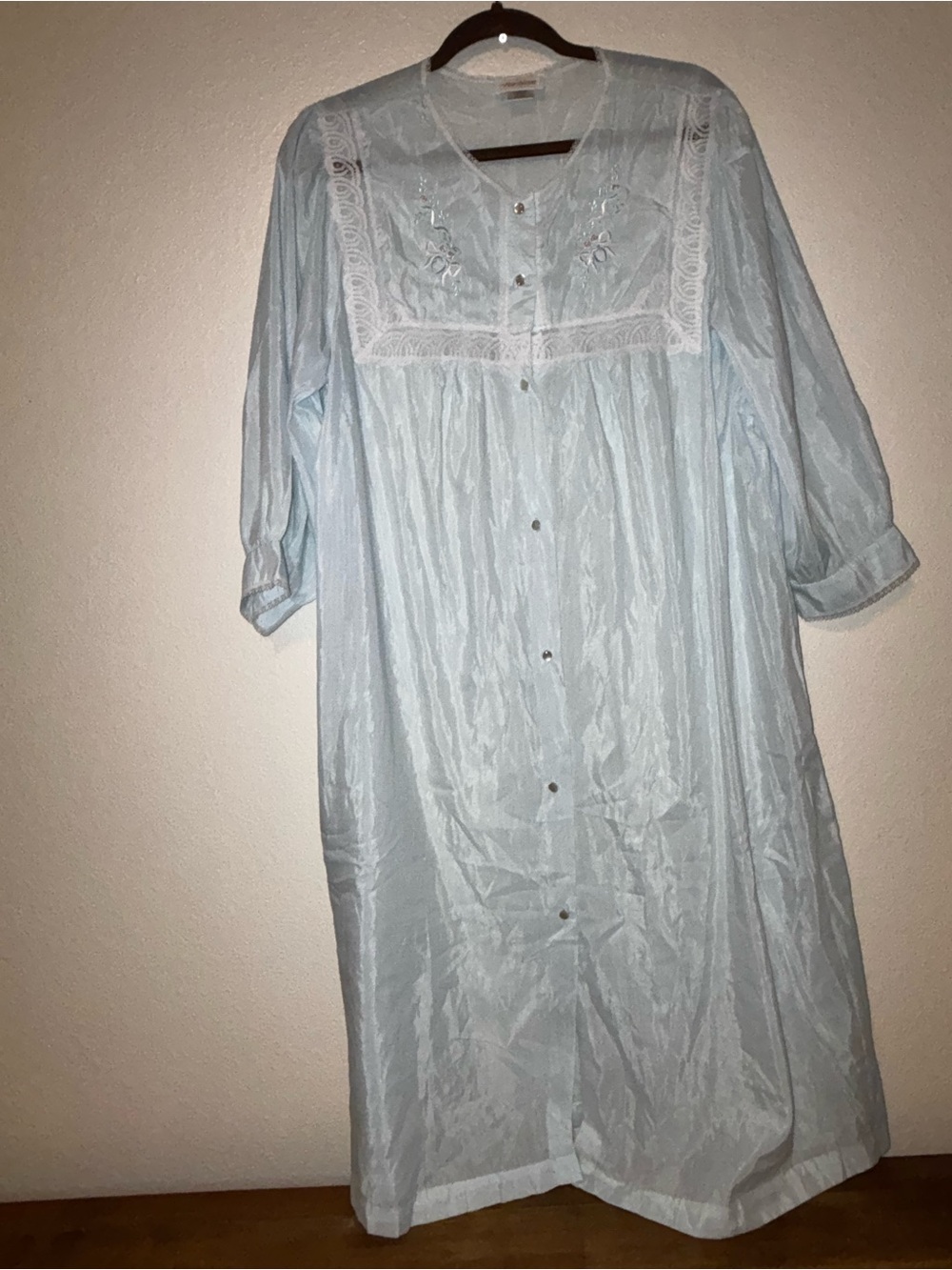 Vintage Barbizon Nightgown Blue Embroidered Cottagecore‎ Prairie Midi size SP - Picture 3 of 11